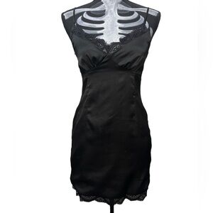Princess Polly black satin mini slip dress size 4